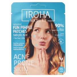Iroha Nature - akne pflaster FUN | Salicylsäure, Teebaumöl und Centella Asiatica | Reduziert Pickel schnell und effektiv | Herzen- und Sternenform | 15er-Pack