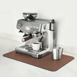 Mimore Coffee Mat - 12x19 Inch Brown Coffee Bar Mat for Countertop - Absorbent, Hides Stains, Rubber Backed - Coffee Bar Accessories Dish Drying Mat Fit Under Coffee Maker Espresso Machine