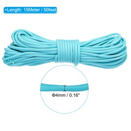 PATIKIL 50 Feet Glow in the Dark Paracord, 4mm Camping Paracord Rope 9-Strand Type 550lb Nano Cord Paracord for Camping Tent Tarp Hiking, Light Blue