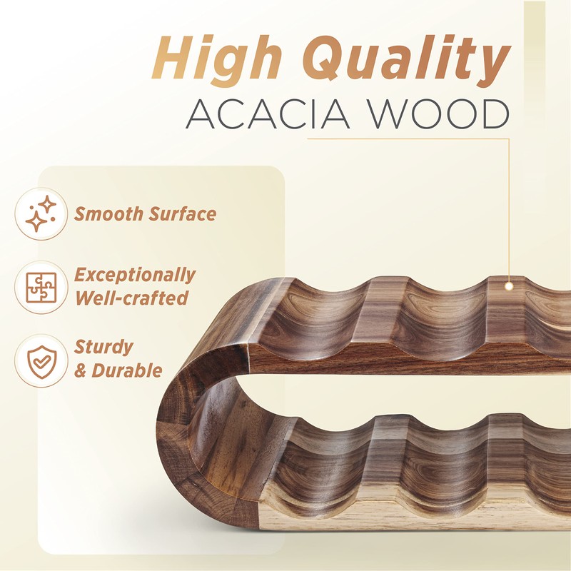 BLUEWEST Wooden Wine Racks Countertop, 8 Bottle Wine Rack, Acacia