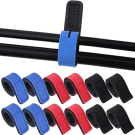 Hysgscwd 12Pcs Fishing Rods Belt Stretchy Straps, Fishing Pole Wrap Belt, Elastic Fishing Pole Carrier Rod Ties Secure Rods Belt, Convenient Rod Tackle Ties Cable Holders for Casting Spinning Fly Rods