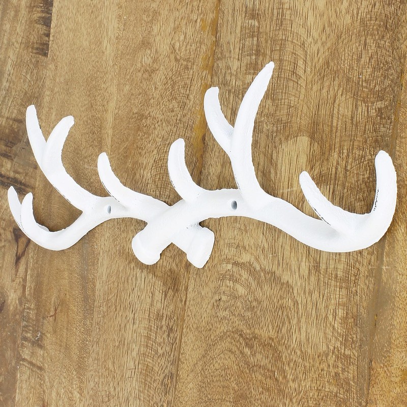 Macosa PO471327-000-101 Wall Hook Antlers White Country House Antique Deer