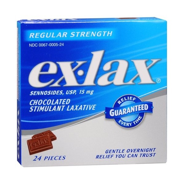 ex-lax Chocolated Stimulant Laxative, Chocolate 24 ea(Pack of 2)