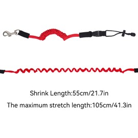 Qaziuy 2Pcak Kayak Paddle Leash, Elastic Kayak Paddle Rope with Adjustable Belt Buckle and Hooks, Kayaking Accessories for Canoeing Boating Surfing Red