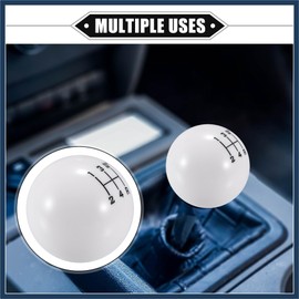 VekAuto Car Manual 4 Speed Ball Gear Shift Knob Kit, Round Short Throw Shifter Universal for Manual Transmission Vehicles Durable Acrylic White with Adapter Auto Accessories