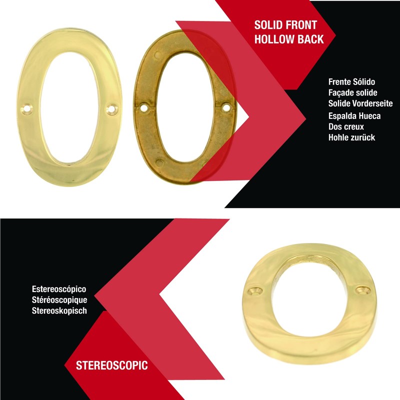 ZhongWang Hardware ZW-A200 4 Inch Bright Brass House Number 0/ZhongWang