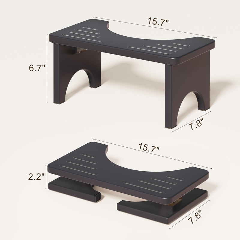 Set of 2 Foldable Toilet Stool, 7 Inch Poop Squatting