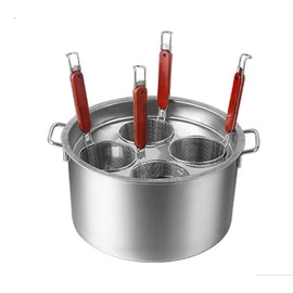 Buokaiw Pasta Cooker with Strainer,Stainless Steel Pasta Cooker Insert Set, Multipots Cooking Tool,Pasta Cooker Pot Set, 4 Pieces, Stainless Steel Stock Pot and Frying Pan with Lid