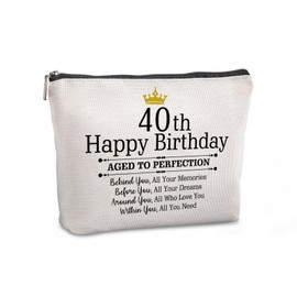 Pwrlveiut 40th Birthday Gift Ideas Gifts for Women Travel Zipper Makeup Bag Happy 40th Birthday Gifts for Women 40th Birthday Gifts Women 40th Birthday Gifts for Female
