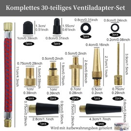 AMANDELIZABE Bicycle Valve Adapter Set, All Valve Adapters Bicycle, Car Valve Adapter and French Valve Adapter with Sorting Box, Air Pump Adapter, Ball Needle and Compressor Valve Adapter