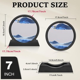 Defresit 3D Sand Pictures for Rotating, Dynamic Sand Picture, Movable Sand Art Landscape, Flowing Sand Painting for Office, Desktop Decoration (Blue)