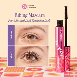 Grande Cosmetics GrandeWRAP Tubing Mascara - Buildable Volume & Length, Lifts, Curls & Separates Lashes, Anti-Smudge, Lightweight, Flake-Free, All Day Wear, Easy Removal, ProVitamin B5 Infused - Black