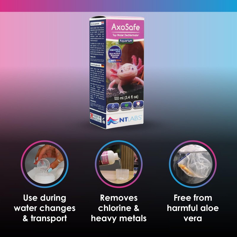 NT Labs AxoSafe For Axolotl Aquariums, Removes Chlorine, Halogens, Chloramine,
