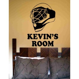 Hockey Version 115 Custom with Name Ice Hockey Goalie Helmet Wall Vinyl Wall Decal Sticker Art Sports Kid Children Ball Nursery Boy Teen Sticker Wall Mural Art Graphic Sports Teen Kid Nursery