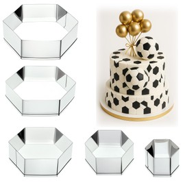 5 Stück Ausstechformen Hexagon Edelstahl Plätzchen Ausstecher Set 5 Größen Fußball Muster Keks Ausstecher Küchen Zubehör für DIY Fussball Plätzchen Dessert Torten Dekorieren Fondant Weihnachten Geburt