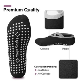 Oumida 4 Pairs Yoga Socks Yoga Pilates Sock Non-Slip Socks Sport Stopper Socks for Women Girls for Barre, Pilates, Dance, Barefoot, Trampoline, Size 36-40, 4 pairs of black