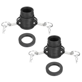 PATIKIL 2PCS 1" Aluminum Cam and Groove Fitting Part-D Dust Plug Female Adapter Fittings NPT Thread Cam Lock Fitting Quick Disconnect Coupling Cam Lock Hose Adapter Black