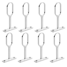 WUSJCOF Pack of 8 Oval Wardrobe Rail Steel Side Wall Wardrobe Pipe Bearing Wall Mounting & Centre Support for Ceiling Mounting Wardrobe Rail Extendable (17 x 31 mm) (Chrome-Plated)