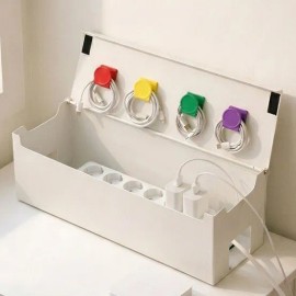 철제 무타공 선 정리함 멀티탭 박스 Metal Non-Drill Cable Organizer Multi-Tap Box