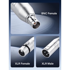 PNGKNYOCN 1pcs 3 Pin XLR Female to BNC Female Connector and 1pcs 3 Pin XLR Male to BNC Jack Connector for RF, Camera, Microphone, Mixing Console