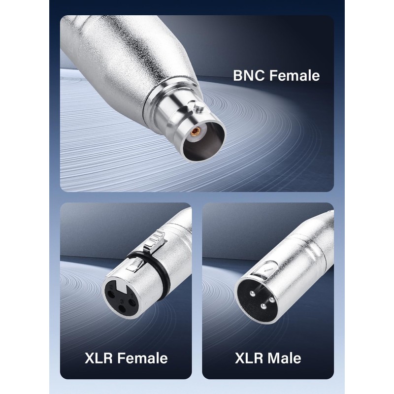 PNGKNYOCN 1pcs 3 Pin XLR Female to BNC Female Connector