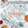 Country Kitchen Non Stick Silicone Utensil Set with Rounded Wood