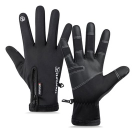 Tiardey Black Cycling Gloves,Winter Thermal Gloves Touch Screen Waterproof Gloves,Mountain Bike Gloves For Men Women Sports Running Driving Climbing Hiking - L