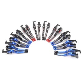 GZDLMoto Motorcycle Adjustable Brake Clutch Hand Levers Sets Compatible with Yamaha MT-07 FZ07 (2014-2023),CNC Aluminum Handlebar Control Lever Kit(Black+Blue C)