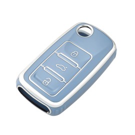 OFFCURVE for Volkswagen Key Fob Cover, Soft TPU Full Protector Key Fob Case for VW Jetta Golf Polo Passat MK8 Tiguan Beetle Car Remote Smart Key Holder Accessories, Blue