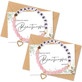 YYSWSAKY 2 Sets Bridesmaid Questions Gift - Bridesmaid Bracelet, Will You Be My Bridesmaid His Cards with Envelopes, Bridesmaid Gift for Girlfriend Wife