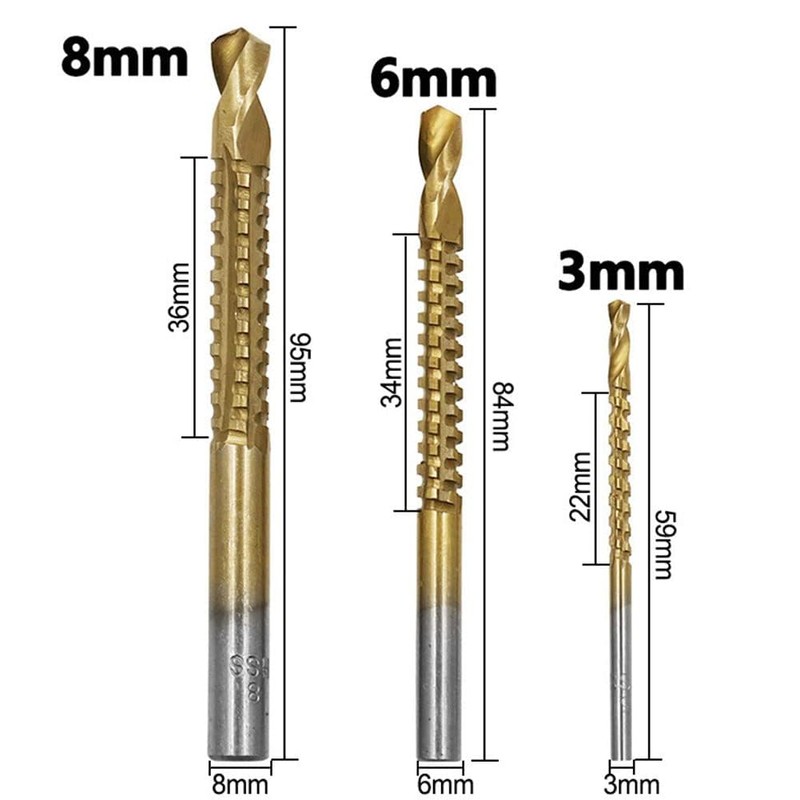 6 Pcs Titanium Coated Drill Bit Set, Including 3 Sizes