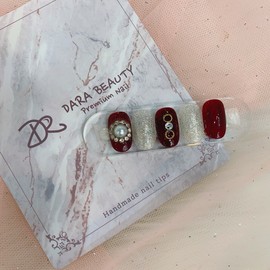 [Handmade Nail Tips] Burgundy Stone Nails / [수제네일팁] 버건디 스톤네일