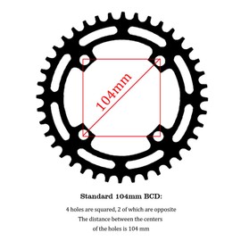 DECKAS 104BCD 40T 42T 44T 46T 48T 50T 52T Narrow Wide Chainring Single Chainring for 7/8/9/10/11/12-Speed (Round Black, 46T)