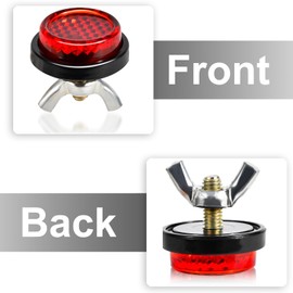 Muoqele 6PCS Red Reflectors Motorcycle License Plate Frame Bolts and Nuts, Round License Plate Screws, License Plate Fastener Nut for Motorcycle Bicycle