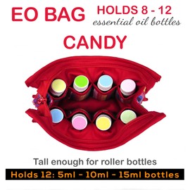 Essential Oil Case for Purse - Red Blend - Large Size HOLDS 8-12 Bottles (5ml-15ml, also fits Roller Bottles) - Chic and Compact EO Bags in Multiple Sizes - Perfect size Essential Oil Travel Bag