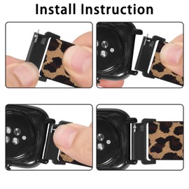 Elastic Watch Straps Compatible with Garmin Venu/Garmin Venu Sq/Garmin Venu Sq 2/Garmin Venu 2 Plus, Adjustable Soft Elastic Stretch Breathable Strap for Garmin Venu SQ Music (Leopard.)