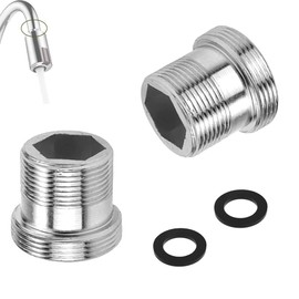 ShnminEU 2 Pieces Brass Faucet Adapter M18 to M22 NPT M18 Male Thread to M22 Male Thread Tap Aerator Connector for Sink Kitchen Aerator Water Filter with Rubber Seal