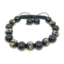 Zebredellas Bracelet Om Mani Padme Hum Black Onyx prayer beads