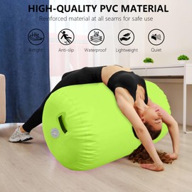 Air Roller Gymnastics Barrel Inflatable Tumbling Roller Air Mat, Air Barrel Gymnastics Tumble Track Mat with Pump for Backhandspring/Training Cheerleading/Yoga/Home and Outdoor Use