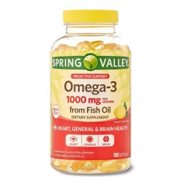 Omega-3 1000mg 180 Capsulas Fish Oil Spring Valley Salud Sabor Sin sabor