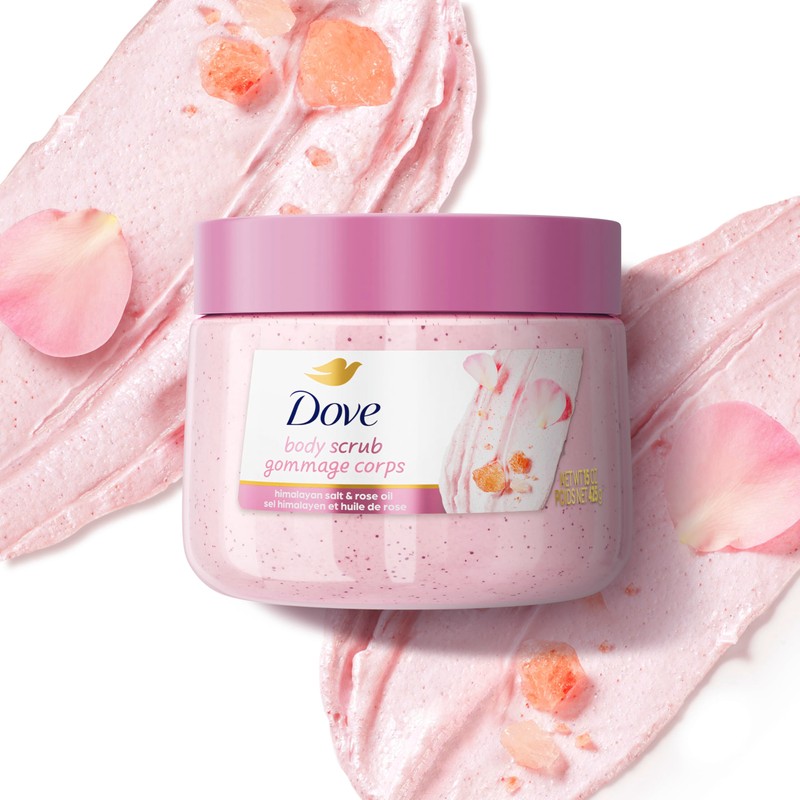 Dove Himalayan Salt & Rose Oil Body Scrub Exfoliates and