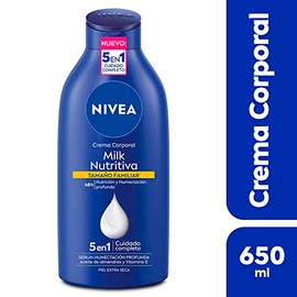 NIVEA Crema Corporal Humectante Body Milk Nutritiva (650 ml) - 48 horas de Humectación Profunda con Aceite de Almendras - Ideal para Piel Extra Seca