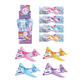 Lizzy Deluxe Flying Gliders Kids Birthday Party Bag Favours Pinata Filler Pony Toy UK (Pack of 6, Unicorn)