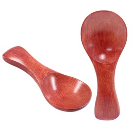Coufce 2 pcs Mini Wooden Spoons, Small Size Versatile Kitchen Accessories Ideal for Coffee, Sugar, Salt, Honey, Spices(Dark Brown)