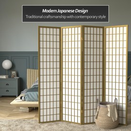 Red Lantern 6 ft. Tall Window Pane-Special Edition-Gold-4 Panels Room Divider