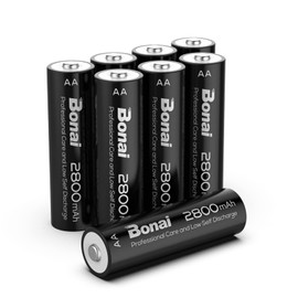 BONAI AA Rechargeable Batteries 2800mAh 1.2V Ni-MH Low Self Discharge-8 AA