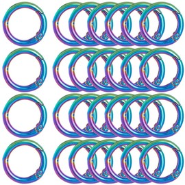 SOFPLATE 1 Box 20Pc Metal Spring O Rings 20mm Round Carabiner Keyring Rainbow Color Trigger Spring Clips Snap Zinc Alloy O Ring Buckles for DIY Keychains Keyring Purses Handbags Dog Leashes Crafts