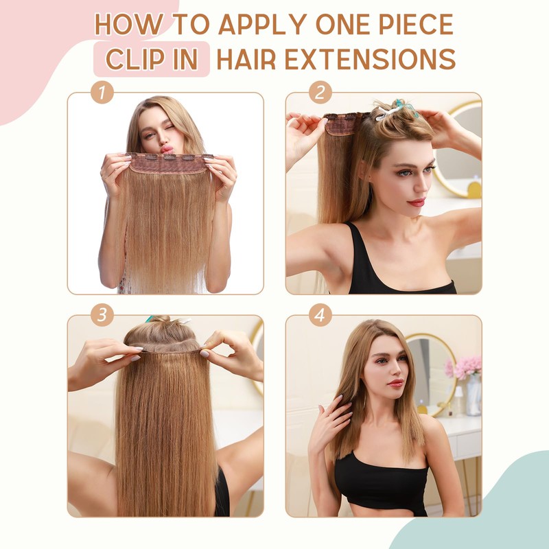 Elailite Real Hair Clip-In Extensions 1 Weft #4P27 Medium Brown