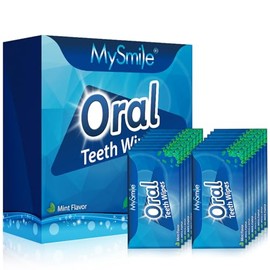 MySmile 100 Toallitas de Dientes para Eliminación, Cepillo de Limpieza Profunda, Sabor a Menta
