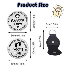 HayLniXy 2 Sets New Parents Decision Coin Stainless Steel Parents Turn Coin Double Sided Parents Flip Coin with Leather Case Fun for First Time to be Dad Mom
